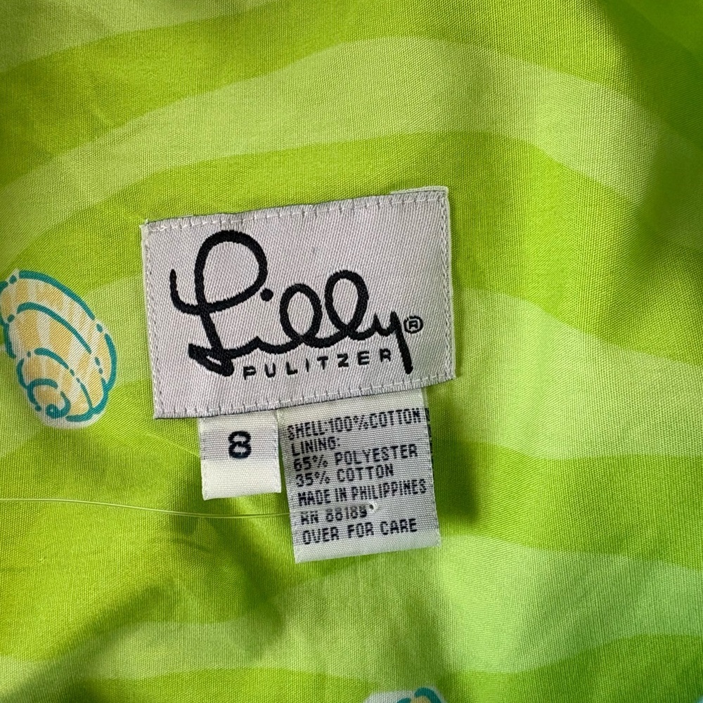 Lilly Pulitzer Lime Green Coastal Seashell Print A-Line Skirt,Sz: 8 - Picture 7 of 8